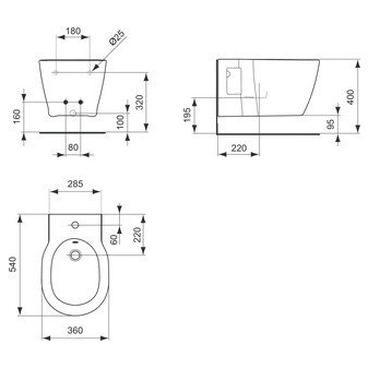 Connect Závěsný bidet (IP), bílá Ideal Plus