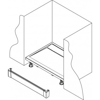Hliníkový přední panel pro obdélníkovou vaničku - I panel 700x95 mm bílá/sklo