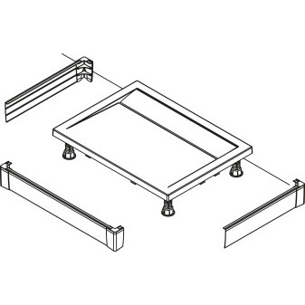 Hliníkový přední panel pro obdélníkovou vaničku - U panel 1000x95 mm bílá/sklo