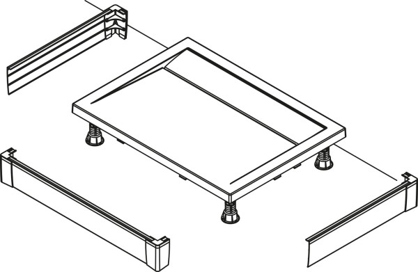 Hliníkový přední panel pro obdélníkovou vaničku - U panel 900x95 mm bílá/sklo