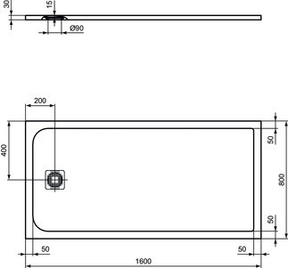 UltraFlat S Sprchová vanička z litého mramoru 'Stone' 160X80  černá