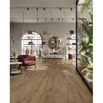 Lineo Walnut dlažba 20×120×0,9 cm, mat, R9, rektifikace