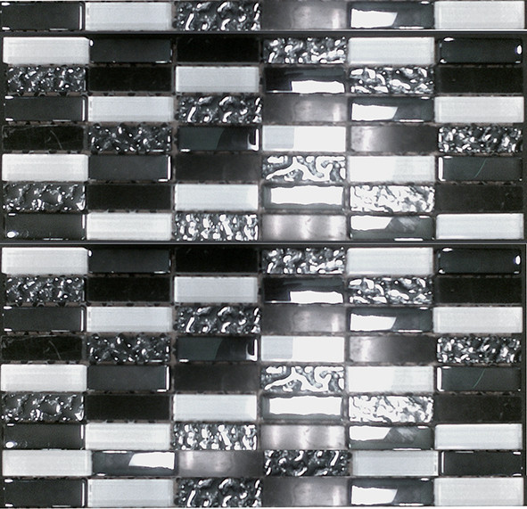 23687 STONEGLASS BLACK/WHITE 30x30 MOZAIKA