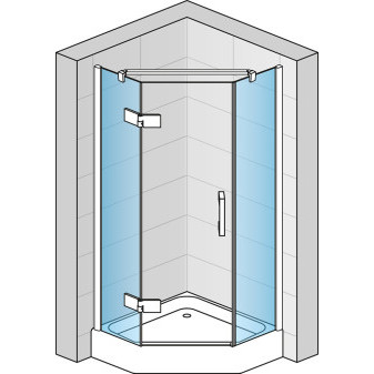 PUR Boční stěna pro pětiúhelník s vyrovnávacím profilem 300-1000x2000 mm chrom/sklo durlux