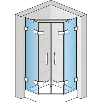 PUR Boční stěna pro pětiúhelník s L-kováním 300-1000x2000 mm chrom/sklo čiré