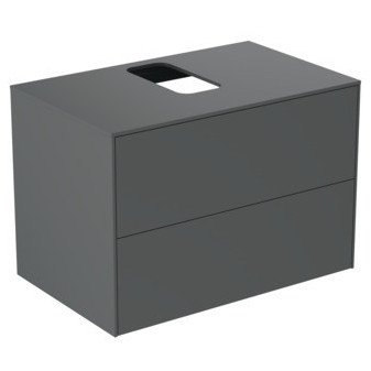 CONCA Umyvadlová skříňka  80X50x55, 2 zásuvky, vrchní deska s výřezem - uprostřed, antracit