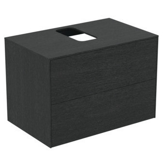 CONCA Umyvadlová skříňka  80X50x55, 2 zásuvky, vrchní deska s výřezem - uprostřed, černá