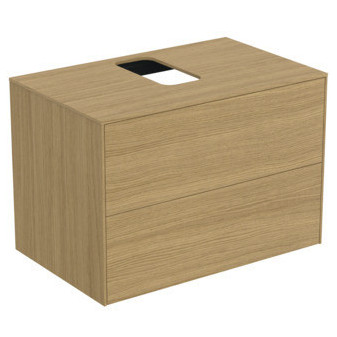 CONCA Umyvadlová skříňka  80X50x55, 2 zásuvky, vrchní deska s výřezem - uprostřed, světlý dub