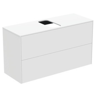 CONCA Umyvadlová skříňka 100X37x55, 2 zásuvky, vrchní deska s výřezem - uprostřed, bílá