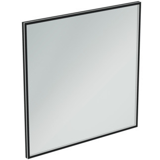 CONCA Čtvercové zrcadlo 100 cm s černým rámem a ambientním LED osvětlením, černá