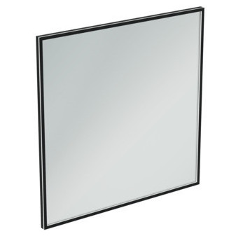 CONCA Čtvercové zrcadlo 120 cm s černým rámem a ambientním LED osvětlením, černá