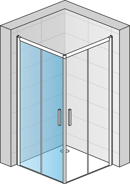 TOP LINE S Rohový vstup s dvoudílnými posuvnými dveřmi - nerovnostranné provedení 700x2000 mm matný elox/sklo čiré