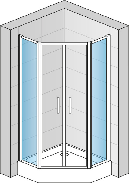 TOP-LINE Boční stěna pro pětiúhelník 200-550x do 1900 mm matný elox/sklo durlux