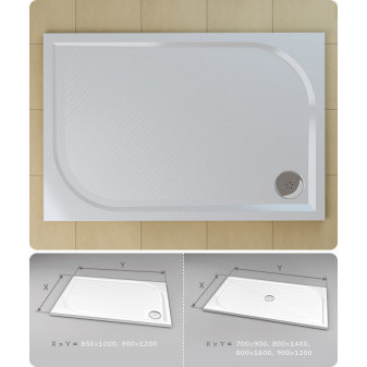 MARBLEMATE sprchová vanička obdélník 120x80x3 cm, bílá litý mramor